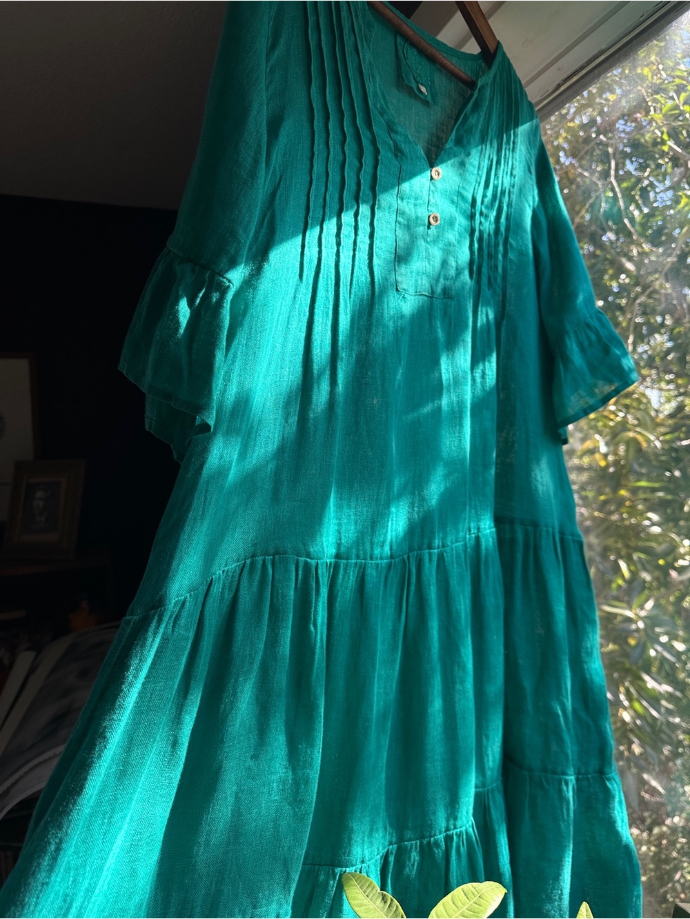 ZYGA 100% Linen Teal Beach Cover-Up Dress